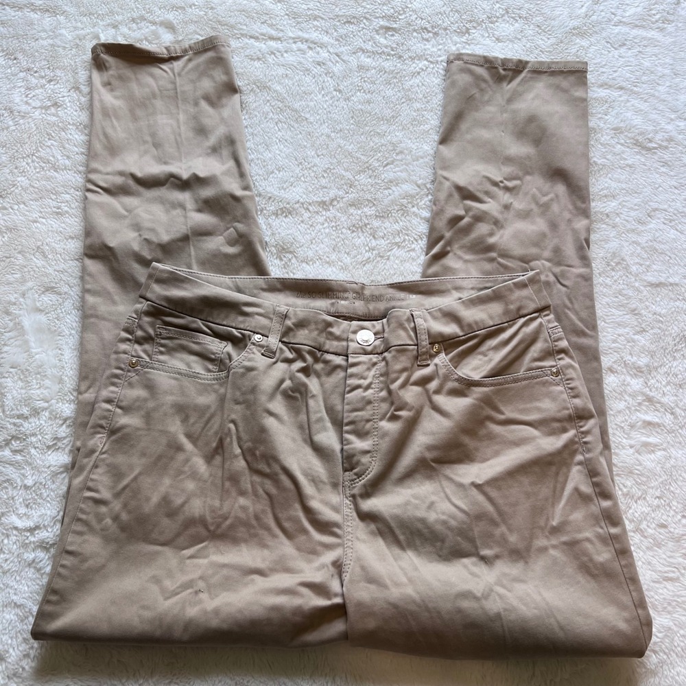Chicos So Slimming Girlfriend Ankle‎ Pants Tan Khaki Size 1.5 US 10 Stretch USED